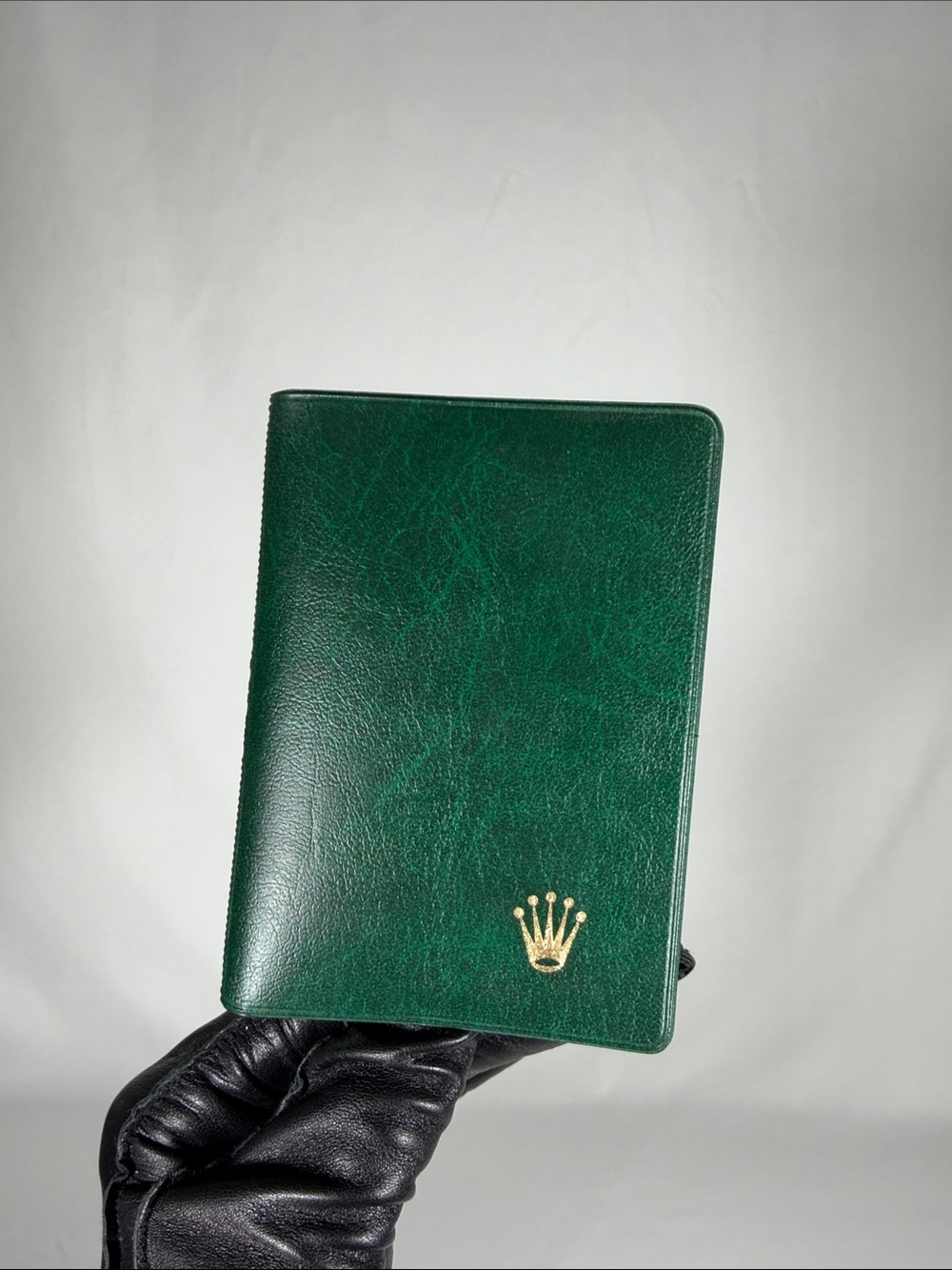 Rolex Dark Green Leather Card Wallet with Gold Crown